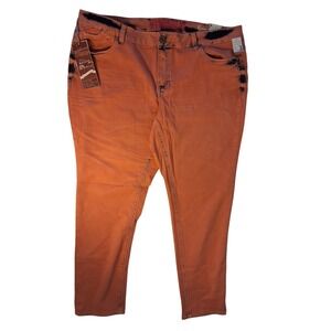 Hydraulic Maurices Gramercy Skinny Jeans Coral Orange Black Tie Dye Plus Size 24